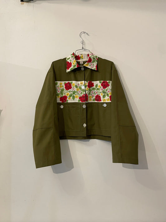 Flower Garden Work Jacket - Olive 2