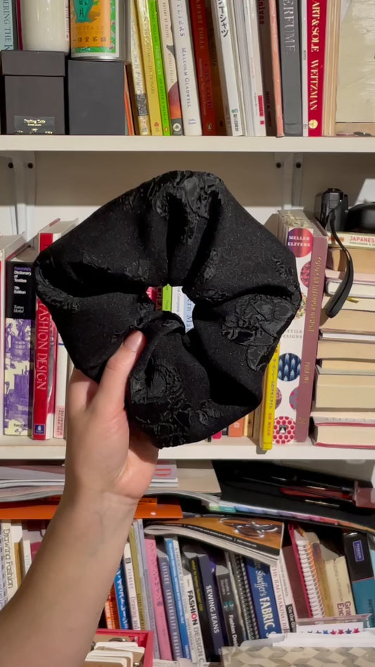 Fluffy Black Rose Scrunchie 02
