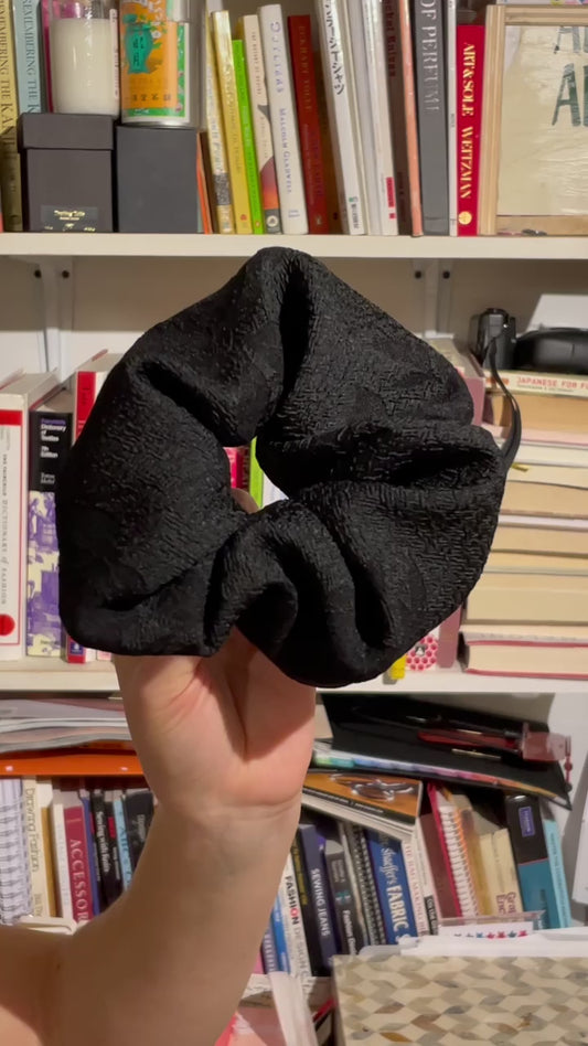 Fluffy Black Rose Scrunchie 01