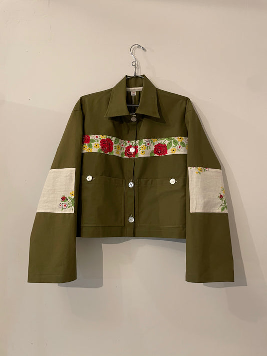 Flower Garden Work Jacket - Olive 1