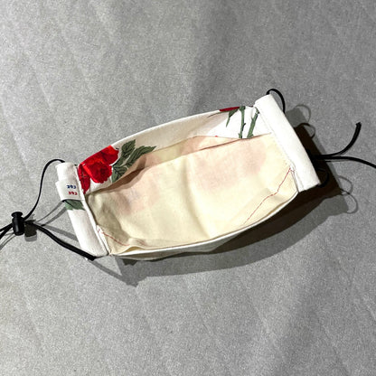 Cotton Face Mask - Vintage Red Rose Fabric